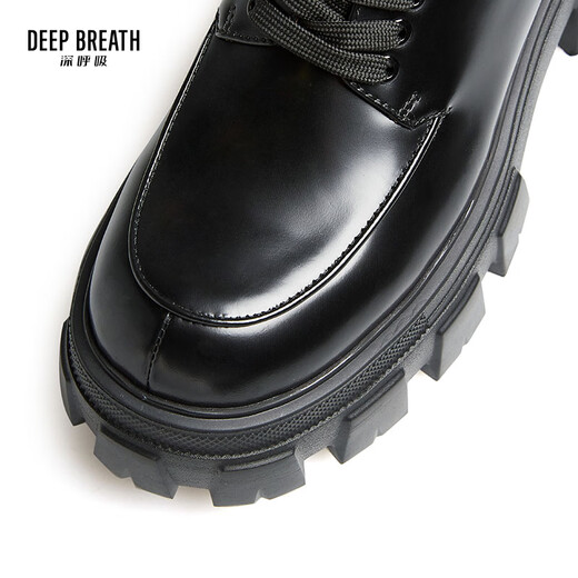 
DEEP BREATH Deep Breath Women's Shoes Cowhide Thick Sole Low Top Strap Gentleman Single Shoes Women's AX13066 Black 37