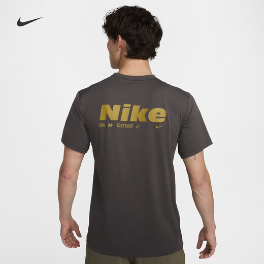 耐克男子训练短袖上衣速干半袖反光亲肤T恤NIKE HYVERSE HV4882 299中灰/沙漠苔绿/银 S