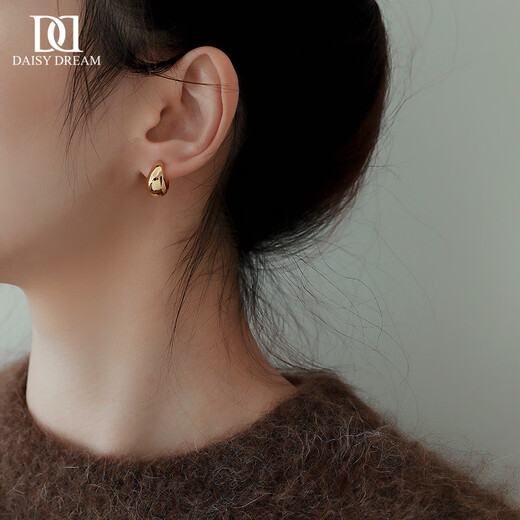 DAISY DREAM925 Silver Needle Circle Water Drop Earrings Women's High-end Unique Earrings 2025 New Hot Style Earrings Earrings Gold Small Water Drop Earrings S925 Silver Needle