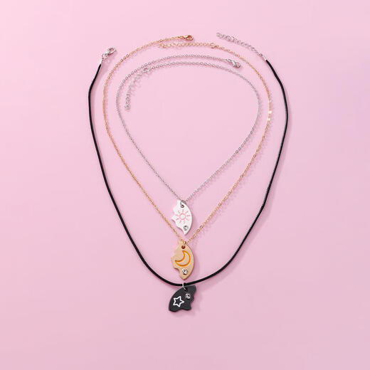 Pendentif en alliage successif, collier du meilleur ami, lune de trois personnes, étoile, bon collier d'ami, une personne, demi-sœur, pendentif d'amitié, 673 argent muet, or mat
