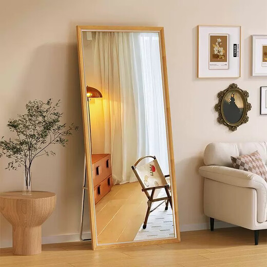 Chibalun American retro dressing mirror clothing store fitting mirror wall hanging home floor mirror bedroom full body mirror 40 ebony