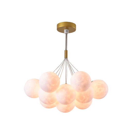 Grand View Garden Moon Chandelier Modern Simple Bedroom Light French Crème French Style Chyding Children's Room Salon Chandelier principale Lumière A9734-Black-Black Light-Three-Three Light de 7734-Black.