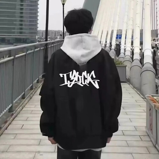 POUM bomber jacket men's autumn and winter trendy American retro high street thickened warm baseball jacket TMZXF-W611 black XL (size is too small, it is recommended to choose one size larger)