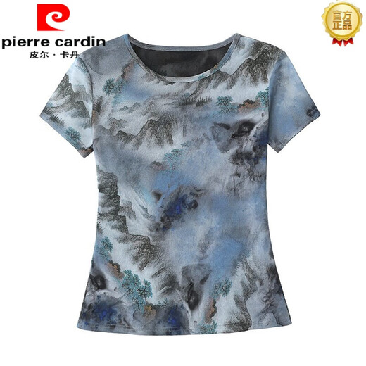 Pierre Cardin Silk Top pour femmes à manches courtes 2025 Été Nouveau T-shirt T-shirt Silk Mulberry Silk Silk Silk 6172 Nouveau de gamme 6172 3xl 135-145
