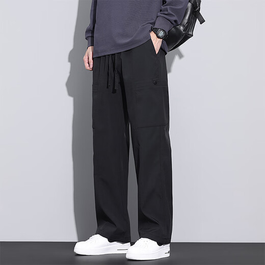 Romon Casual Hosen für die Frühlings- und Herbst -New American -Arbeitshose für Männer für Männer losen gerade Sport und Freizeithosen 9856 Khaki + 9856 Black M.