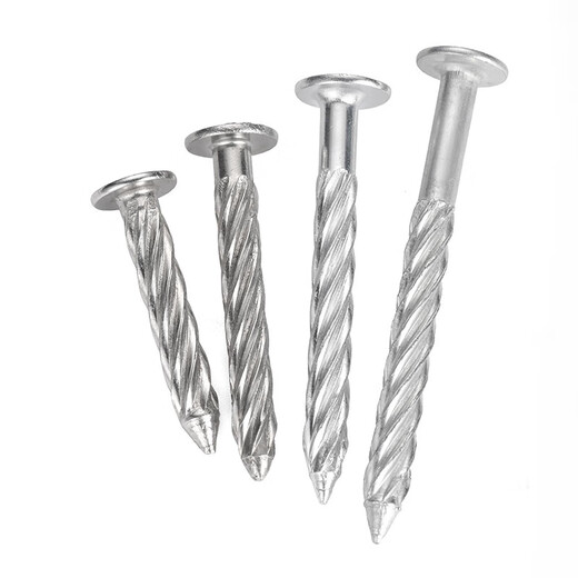 JINGGONG stainless steel threaded nails round head anti-theft net fixed nails twist nails steel nails cement nails pressure explosion threaded nails M8 galvanized 8*50 (50 pcs)