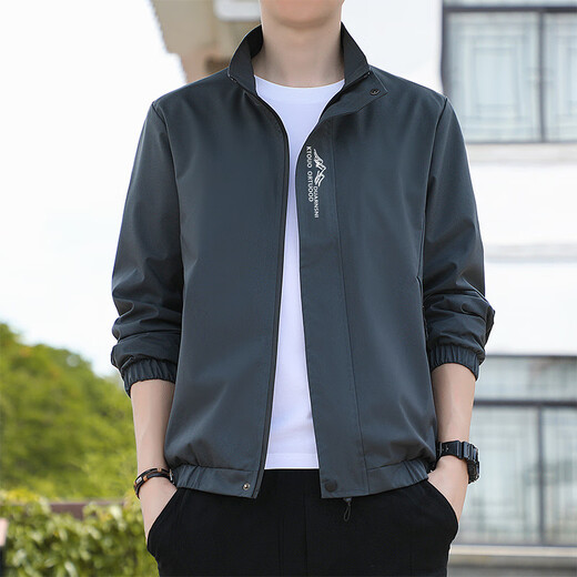 Zuosike 2025 new jacket men's spring and autumn trendy men's jacket young and middle-aged loose work clothes men's stand collar black 9980 2XL 125-140Jin Jin equals 0.5 kg