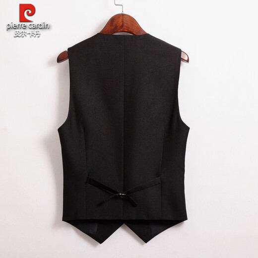 Pierre cardin men's vest black slim horse clip vest spring and autumn thin casual British style groom suit vest new style black vest L recommended 105-120 Jin [Jin equals 0.5 kg]