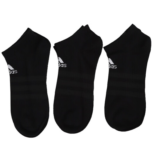 阿迪达斯（adidas）男袜女袜 春春季训练透气短袜快干柔软休闲跑步健身袜子男袜子女 黑色三双装-船袜 M建议[39码-42码]