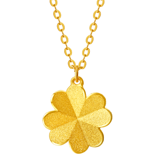 Zhou Saturday Fu Four-leaf Crop Gold Necklace Pendant Girls' Birthday Gift Price A0611665 About 3.49g 40+5cm
