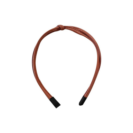 Tang Funi's hairbands for short hair, women's fine leather hairpins, Maillard hairpins, women's non-slip face wash headbands, new knotted ultra-fine leather hairbands, Tangerine Coffee