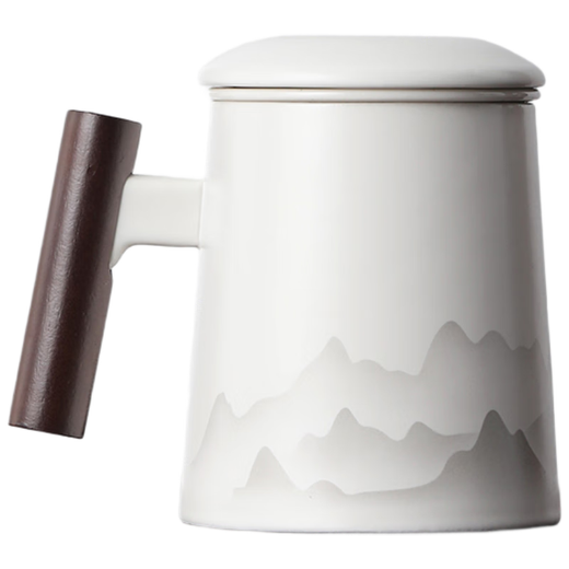 Shangyanfang mutton-fat jade porcelain tea cup office cup high-end ceramic tea separation cup with lid filter mug for personal use