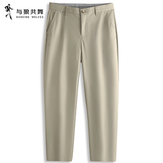 与狼共舞【抗皱竹纤维】弹力休闲裤男2025夏季新款易打理免烫亲肤长裤4025 卡其701 33