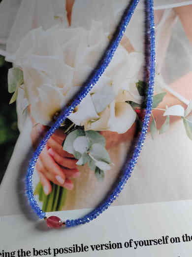 Chihuan Natural India Imported Tanzanite Necklace High-Quality Ice-Permeable Gem-Grade Blue-Purple Necklace Pink Tourmaline Necklace Bracelet High-quality Ice-Permeable Tanzanite Necklace About 3-4.2