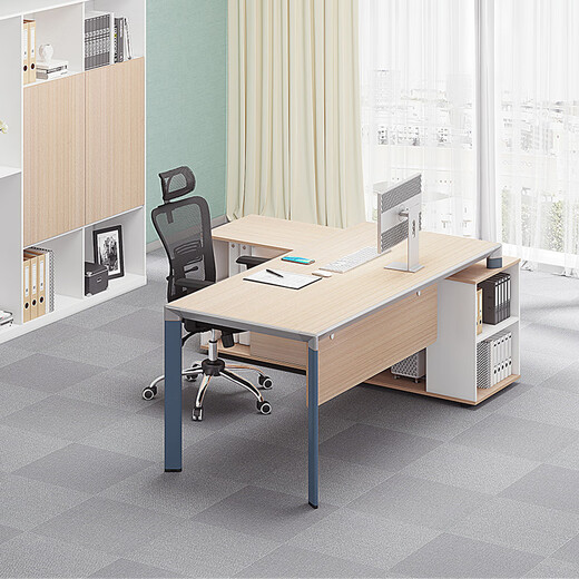 DIOUS Office Furniture Boss Desk President's Desk Manager's Desk Executive Desk Simple Modern Panel Desk and Chair Combination File Cabinet (Original Wood Color)