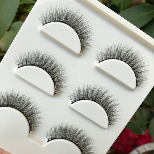 Hanbel 3D false eyelashes natural nude makeup sharpened Internet celebrity upper eye hair curled thick short style plain false eyelashes eyelash simulation C-04 (thick point) 3 pairs - free small glue