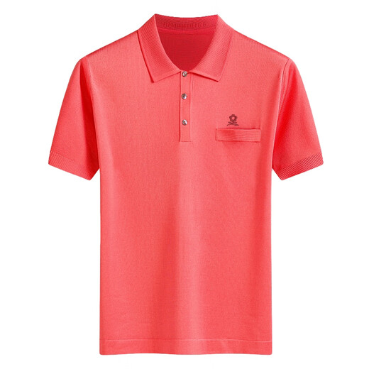 Mengtejiao French Silkworm i Silk Short Sleeve T-shirt Men's Middle-aged and Elderly Loose Wisdom T-shirt Top Dad's Clothes 688 Watermelon Red L 170 Suggestions 120-135 Jin [Jin equals 0.5 kg]
