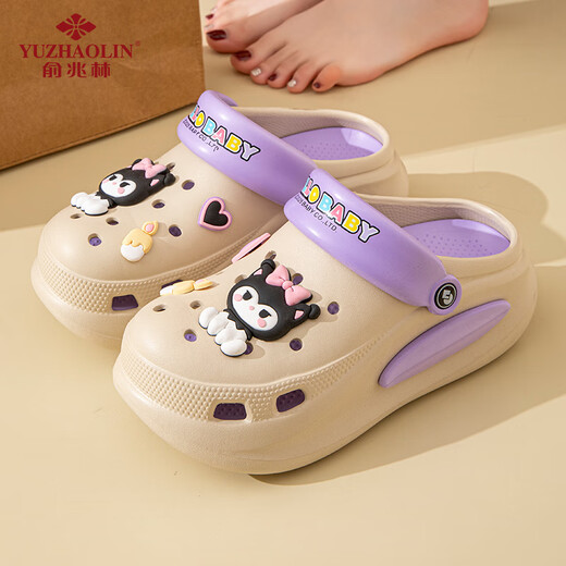 Yu Zhaolin (Yuzhaolin) Lochschuhe für Frauen Sanrio Echt genehmigte dick-beheizte Höhe-verstärkte Hausschuhe YE684 Orange 37/38