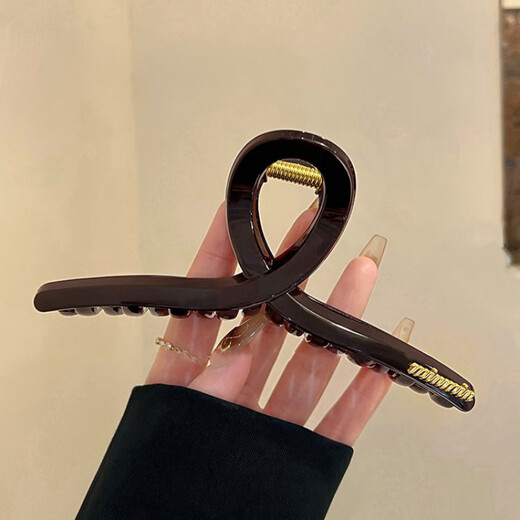 BARY REEF Large Cross Letter Clip Women's Sensational Updo Shark Clip Back of Head 2025 Hair Clip Chocolate Brown Large Letter Clip About 13cm