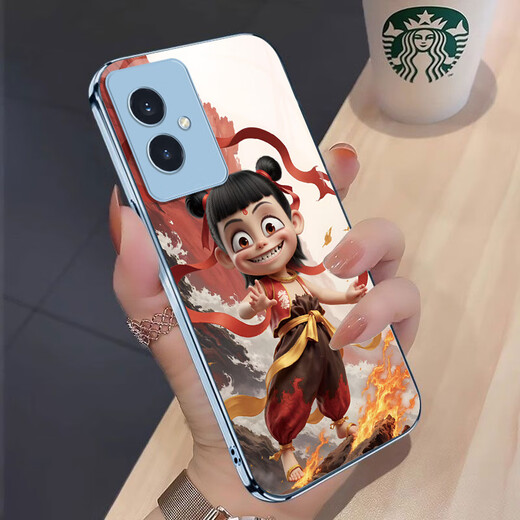 Mo Xiao Nezha Honor 100 Mobiltelefongehäuse Einfache Metallfarbe modische persönliche schmutzige Glas Nezha Leichte Luxus -Ehre 100 [Metal Red New Year Red] Sy12189 Nezha