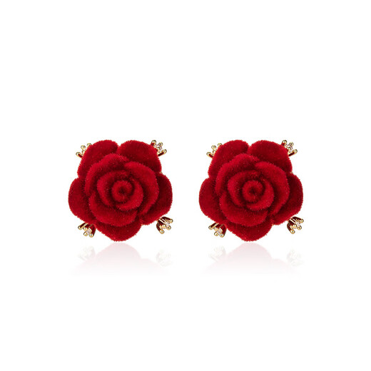 Qlady red rose earrings feminine earrings unique earrings 2025 new high-end bridal accessories birthday gift