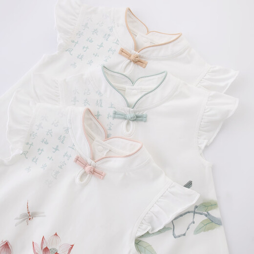 Bali pig baby jumpsuit for summer thin new Chinese style Chinese style Hanfu little flying sleeves sleeveless outing clothes Magpie sings branches 90cm