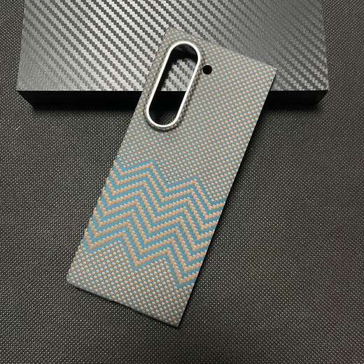 Original quality, suitable for Kevlar mobile phone case, aramid fiber zfold5 protective cover, W25 mobile phone case, new floating woven moon blue-metal frame magnetic back cover, volcanic hole, Samsung Galaxy Z Fold5