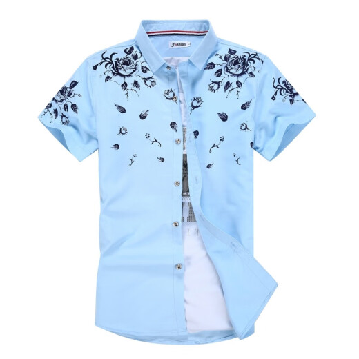 Suowanyi (Suowanyi) Camisa de manga corta de verano para hombres Estilo coreano y camisa de pulgada blanca estampada de moda 826 White M 90-105Jin [Jin equivale a 0.5 kg]