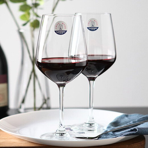 Luminarc Crystal Red Wine Glass Lead-free Household Goblet Set Large-capacity Glass Wine Glass European Personalized Wine Glass Wine Set Crystal Cup 470ML Six Pack + Cup Holder