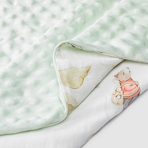 YEEHOO Bamboo Cotton Antibacterial Soothing Bean Velvet Baby Quilt Kindergarten Blanket Nap Quilt Spring and Summer Grass 120x150cm