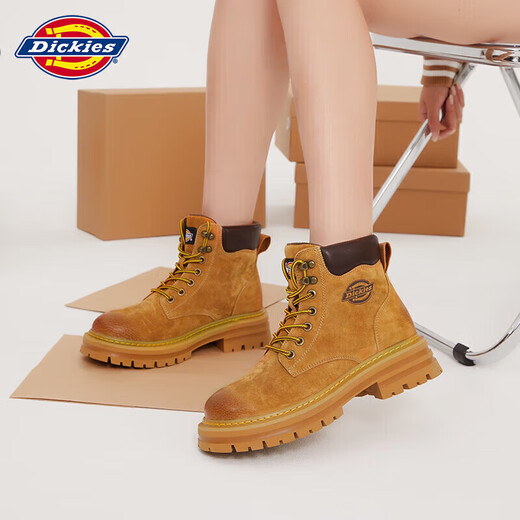 
Dickies women's Martin boots high top fashion couple boots versatile work boots women's yellow women's style-37
