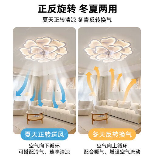 北欧吸顶风扇灯创意莲花客厅电扇灯全光谱智能卧室电风扇可改110V 0W 0㎡内适用 0lm 全光谱ra9712头a