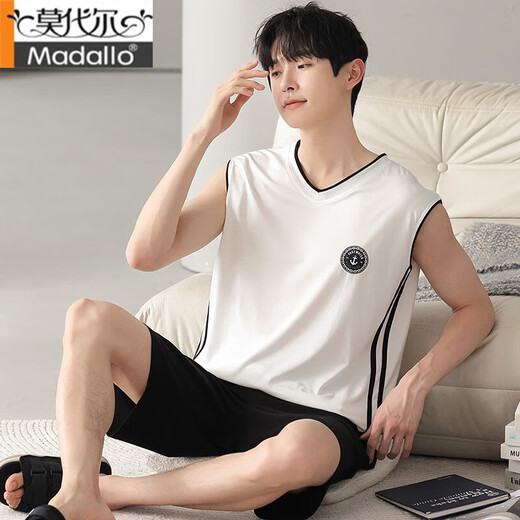 Modal men's pajamas summer sleeveless vest shorts thin cool ice silk casual home clothing set Sn9214 ​​L men-