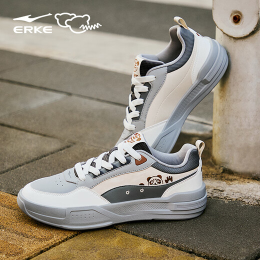 Hongxing Erke Battery Panda 4Lite Board Schuhe Herrenschuhe 2025 Sommer neuer dicker Solid-Lösungsverkehrsverkehrsschuhe Herrenzyklische Grau/Mikrokristall Weiß/Stahlgrau 41 41