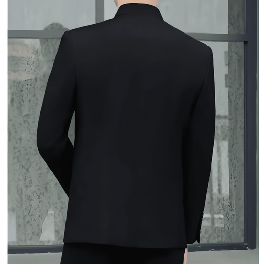 La voz del traje de traje de hombres Chouzhizhongshan para un joven de soporte de soporte delgado de ajuste delgado de estilo chino Vestido de regalo de regalo de regalo chino + camisa negra + pantalones negros (cinturón de regalo) 3xl