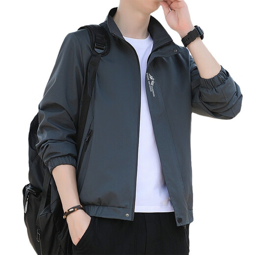 Zuosike 2025 new jacket men's spring and autumn trendy men's jacket young and middle-aged loose work clothes men's stand collar black 9980 2XL 125-140Jin Jin equals 0.5 kg