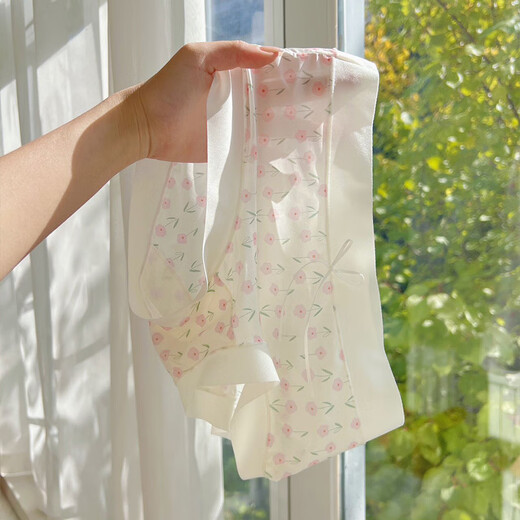 2694 Kleine Blumen Frauenunterwäsche ohne Marken und Baumwollschritt mittel- und hoher Taille Frauen -Briefs Chinesischer Stil Schöner kleines Blumenrosa Einer Größe