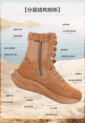 Jihua San 066 BOTAS DE COMBATO MARRAS GENUINAS Nuevas botas de combate de vaca Cuero de cuero anti-desgaste de la cremallera resistente a la cremallera Botas de combate modificadas mágicamente 41 = 255 [Dos pares de plantillas auténticas de vaca dos pares]