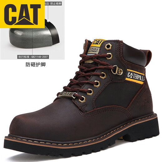 卡特 CAT男鞋固特异大黄靴马丁靴工地工装靴安全劳保鞋钢头防砸男 黄色 38