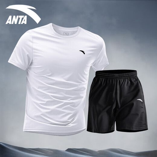 
Anta (ANTA) ice silk quick-drying sports suit men's summer new breathable and versatile fitness casual shorts two-piece set [ice silk quick-drying suit] Pure white/basic black L/175