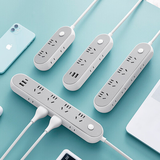 Aleleke modern ergonomic USB/Type-c socket/easy-swap sloped power strip/plug strip/row plug/terminal board/pull line board 4 positions 2U1C 1.8 meters