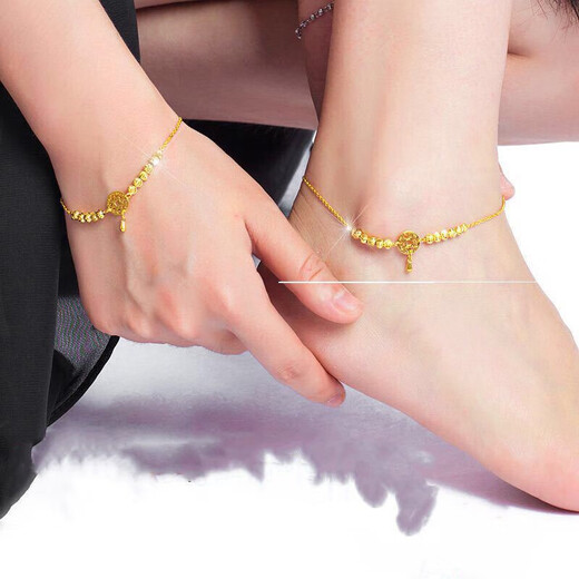 Canxian's new 18K gold gourd anklet for women to bring wealth and good fortune, money transfer beads, swan anklet for girlfriend, good fortune and good fortune anklet
