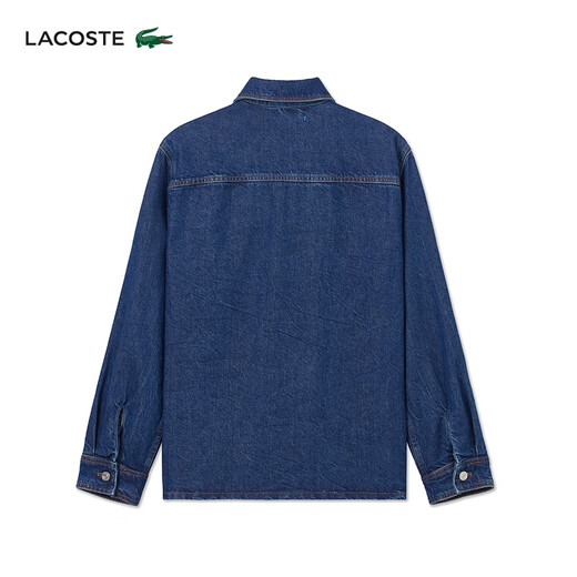 LACOSTE【王一博同款】法国鳄鱼男装25春夏棉质翻领牛仔衬衫外套|CH2601 MK9/牛仔蓝色 M 40