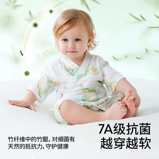 贝肽斯婴儿衣服夏季薄款连体衣新生儿宝宝短袖竹棉纱布哈衣睡衣