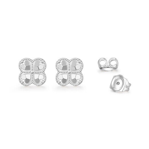 Mengjinyuan platinum earrings, four-leaf clover love genuine PT950 platinum earrings, birthday gift for girlfriend, about 3.05g
