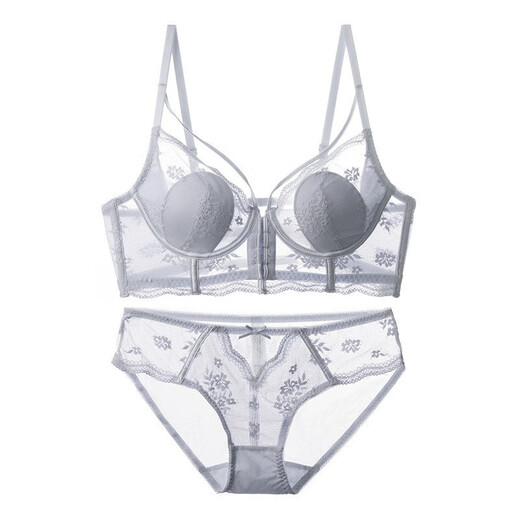 Adore Autumn and Summer French Underwear Feminine Thin Rabbit Ear Cup Front Button Beautiful Back Underwear Large Breasts Show Small Anti-Sagging Bra Set Pink Set 80B