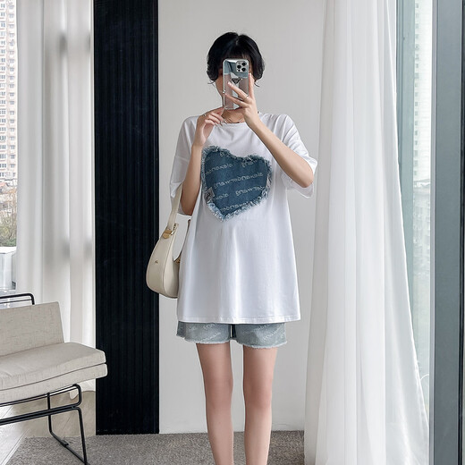 
Ariana Pregnancy Summer Suit Women's Two-Piece Top Shorts Maternity Suit Large Size 13556-Milk Tea Color L