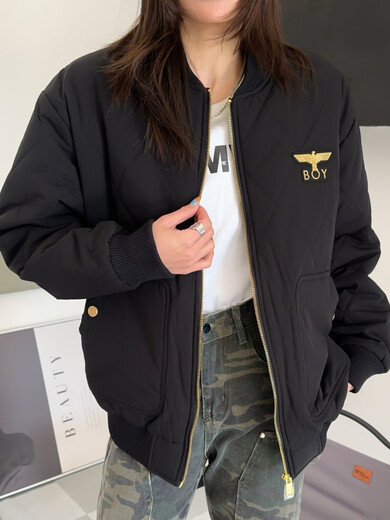 BOY BOY BOYBOY trendy brand boy winter new cotton clothing Gothic letter embroidery loose baseball uniform jacket for men and women couple S 90-120Jin Jin is equal to 0.5 kg