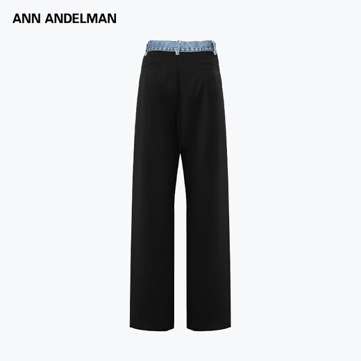 ANN ANDELMAN Wang Yuwen's same style official direct denim waistband spliced trousers straight trousers black M