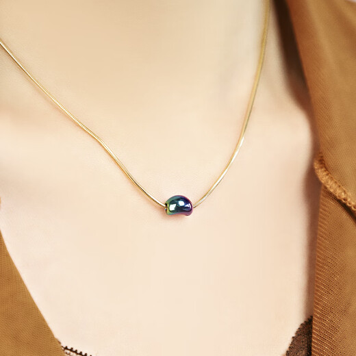 DYN Acacia 18K gold plain gold red bean ins pea pendant sweet cool casual versatile loose bead necklace light gold customized (1 piece) about 0.12g